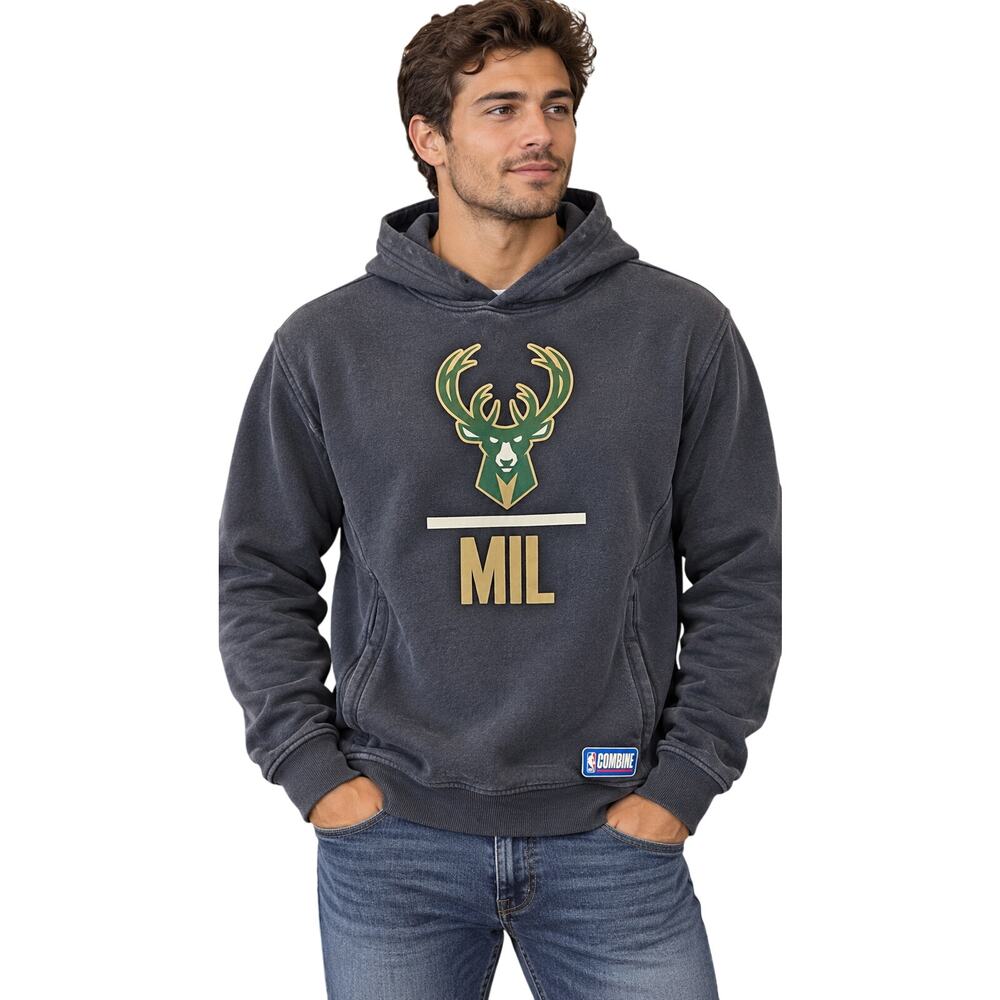 Milwaukee bucks Under armour combine black men's hoodie game day LG loose fit